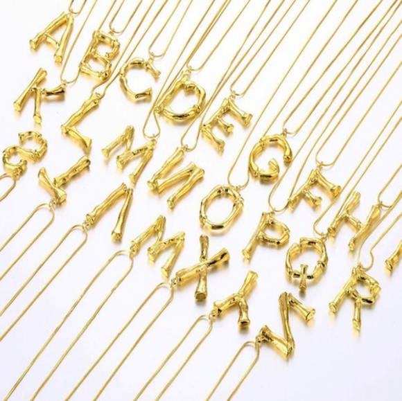 Bamboo letter necklace initial alphabet monogram - Picture 4 of 8